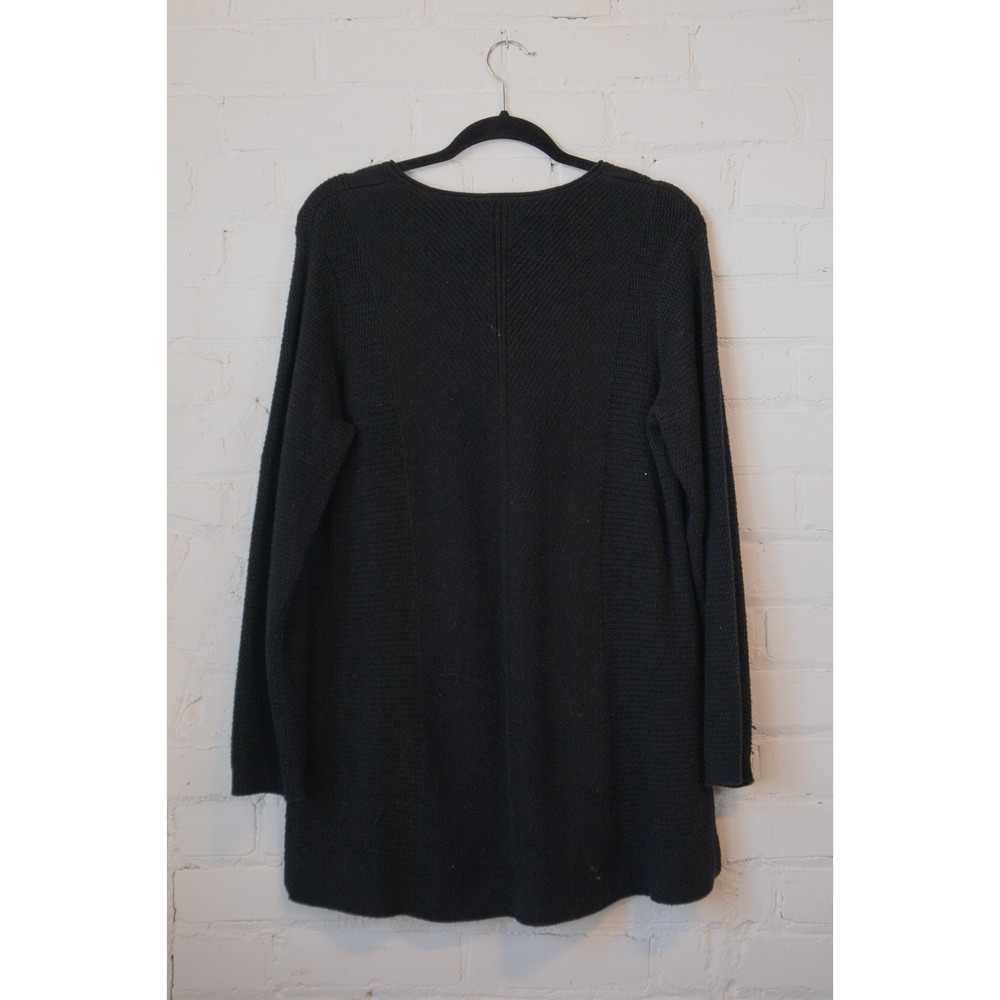 J. Jill Black V-Neck Tunic Sweater Mixed Stitch Cotton Blend Long Sleeve Medium - Picture 6 of 6